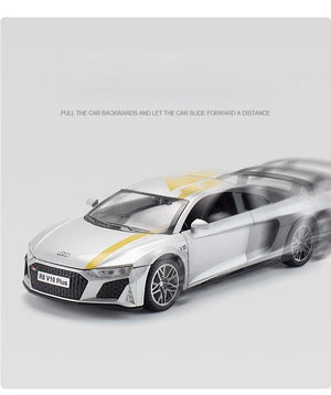 Planet Gates 1:32 Audi R8 V10 Plus Supercar Alloy Car Diecasts & Toy Vehicles Sound and light Car Model Collection Car Toys For Children