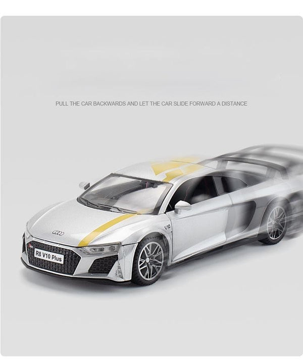 Planet Gates 1:32 Audi R8 V10 Plus Supercar Alloy Car Diecasts & Toy Vehicles Sound and light Car Model Collection Car Toys For Children