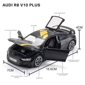 Planet Gates 1:32 Audi R8 V10 Plus Supercar Alloy Car Diecasts & Toy Vehicles Sound and light Car Model Collection Car Toys For Children