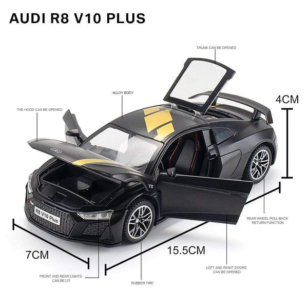 Planet Gates 1:32 Audi R8 V10 Plus Supercar Alloy Car Diecasts & Toy Vehicles Sound and light Car Model Collection Car Toys For Children