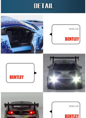 Planet Gates 1:32 Bentley Continental GT3 Sports Car Alloy Car Diecasts & Toy Vehicles Metal Toy Car Model High Simulation Collection Gifts