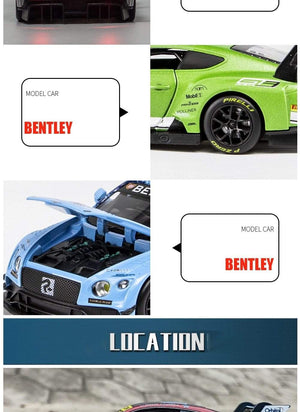 Planet Gates 1:32 Bentley Continental GT3 Sports Car Alloy Car Diecasts & Toy Vehicles Metal Toy Car Model High Simulation Collection Gifts