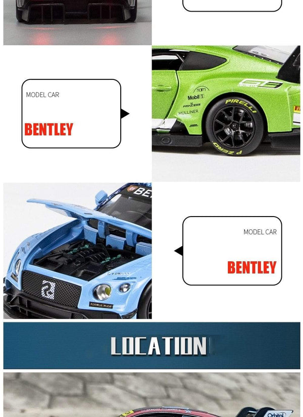 Planet Gates 1:32 Bentley Continental GT3 Sports Car Alloy Car Diecasts & Toy Vehicles Metal Toy Car Model High Simulation Collection Gifts