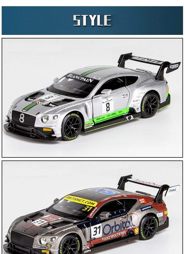 Planet Gates 1:32 Bentley Continental GT3 Sports Car Alloy Car Diecasts & Toy Vehicles Metal Toy Car Model High Simulation Collection Gifts
