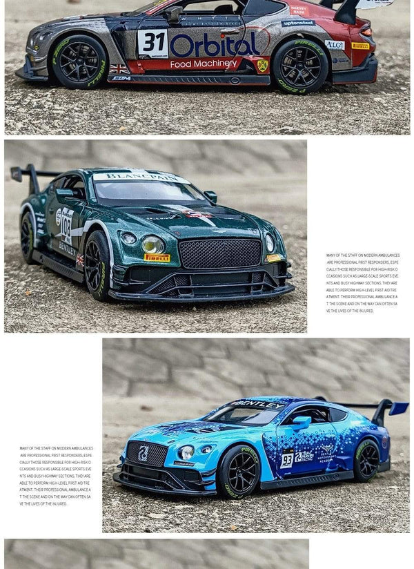 Planet Gates 1:32 Bentley Continental GT3 Sports Car Alloy Car Diecasts & Toy Vehicles Metal Toy Car Model High Simulation Collection Gifts