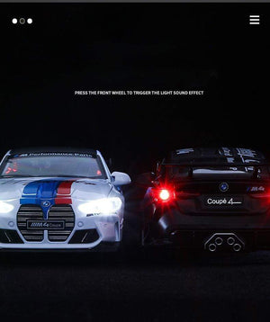 Planet Gates 1:32 BMW M4 IM GT3 Le Mans Racing Car Free Wheeling High Light Sport Racing Car Model Toy Diecast Alloy Car model gift