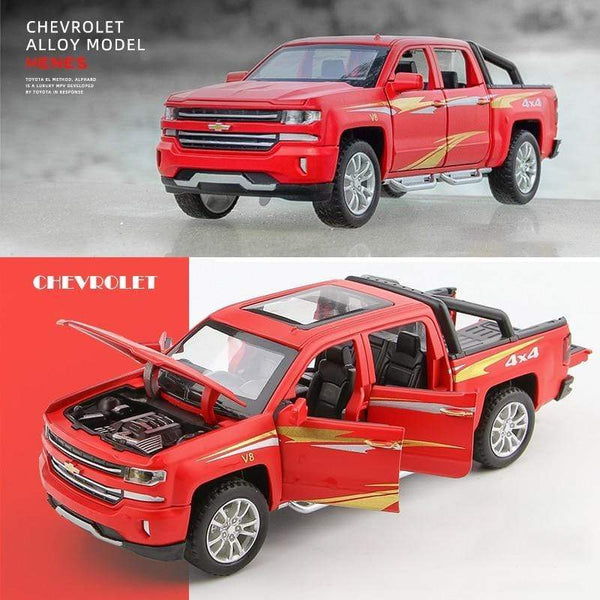 Planet Gates 1:32 Chevrolet Silverado Pika Alloy Car Model Diecast Toy Vehicle 6 Open Doors With Sound/Light/Pull-back Toys For Children