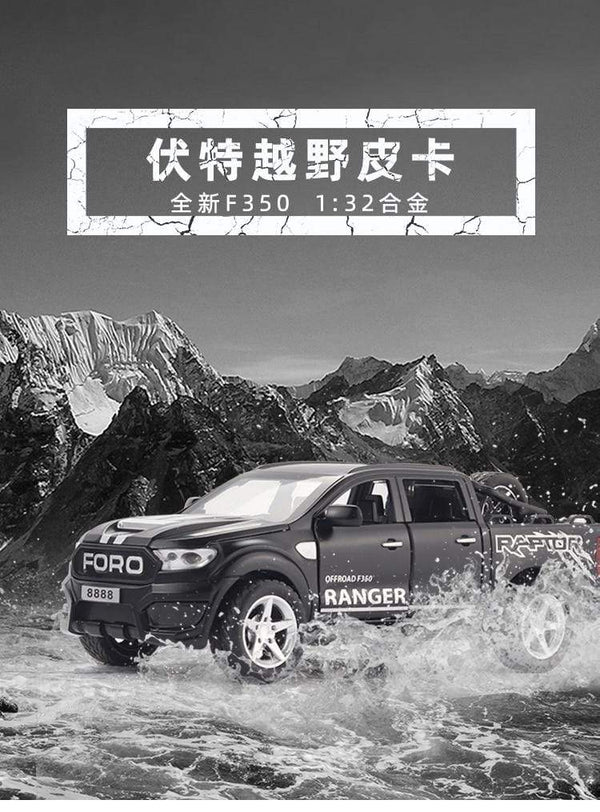 Planet Gates 1:32 Ford F350 Raptor Pickup Alloy Car Model Simulation Pull Back Sound And Light Children's Toy Car Collection Ornaments Gifts