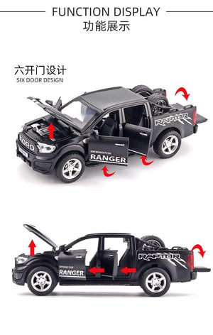Planet Gates 1:32 Ford F350 Raptor Pickup Alloy Car Model Simulation Pull Back Sound And Light Children's Toy Car Collection Ornaments Gifts