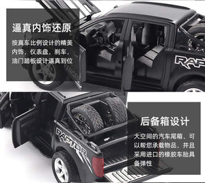 Planet Gates 1:32 Ford F350 Raptor Pickup Alloy Car Model Simulation Pull Back Sound And Light Children's Toy Car Collection Ornaments Gifts
