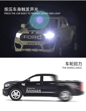 Planet Gates 1:32 Ford F350 Raptor Pickup Alloy Car Model Simulation Pull Back Sound And Light Children's Toy Car Collection Ornaments Gifts
