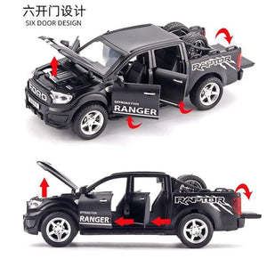 Planet Gates 1:32 Ford F350 Raptor Pickup Alloy Car Model Simulation Pull Back Sound And Light Children's Toy Car Collection Ornaments Gifts
