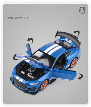 Planet Gates 1:32 Ford Mustang Shelby GT500 GT350 Supercar High Simulation Car Model Alloy Pull Back Kid Toy Car 4 Open Door Children's Gifts