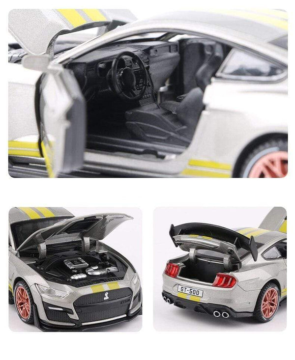 Planet Gates 1:32 Ford Mustang Shelby GT500 GT350 Supercar High Simulation Car Model Alloy Pull Back Kid Toy Car 4 Open Door Children's Gifts