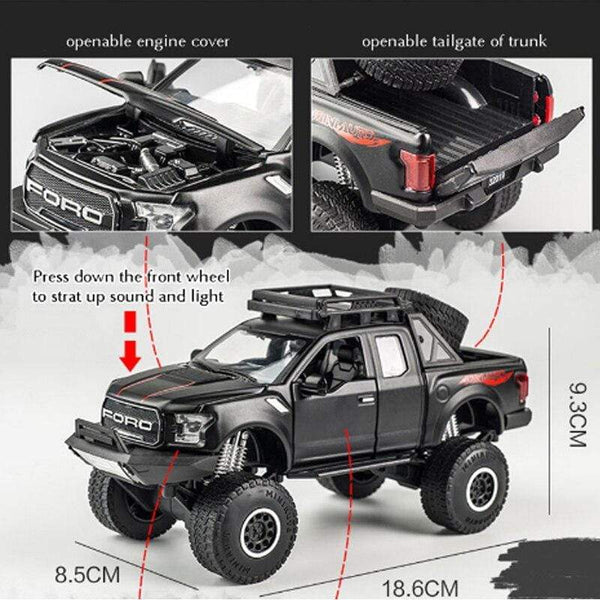 Planet Gates 1:32 Ford Raptor F150 Big Wheel Alloy Diecast Car Model Car Pull Back Vehicle Collection Children Toy Car Gifts