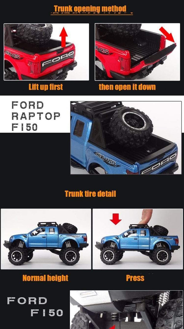 Planet Gates 1:32 Ford Raptor F150 Big Wheel Alloy Diecast Car Model Car Pull Back Vehicle Collection Children Toy Car Gifts