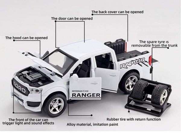 Planet Gates 1:32 Ford Raptor F350 Pickup Alloy Car Carry tires Off-Road Vehicle Toy Diecasts & Toy Vehicles Car Model Kids Toy Gifts