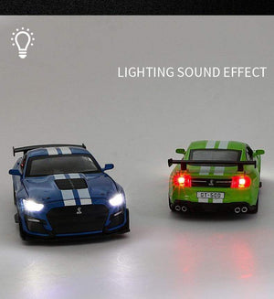 Planet Gates 1:32 High Simulation Supercar Ford Mustang Shelby GT500 Car Model Alloy Pull Back Kid Toy Car 4 Open Door Children's Gifts