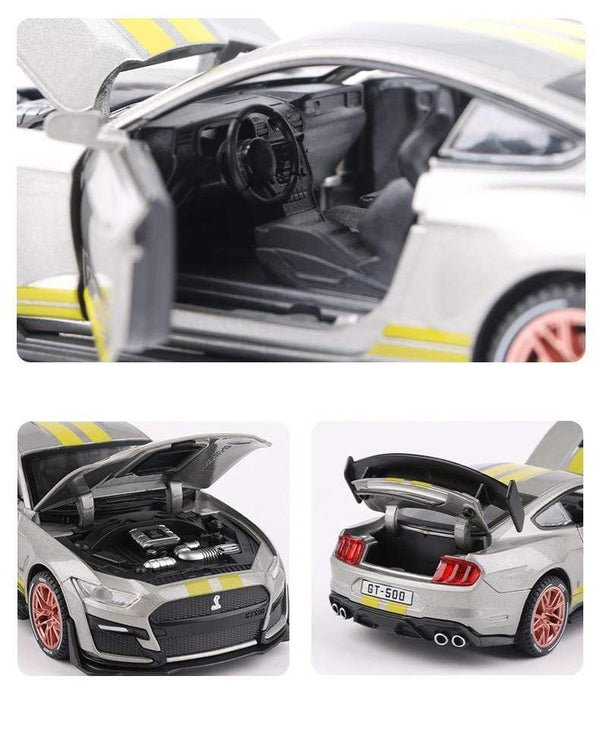 Planet Gates 1:32 High Simulation Supercar Ford Mustang Shelby GT500 Car Model Alloy Pull Back Kid Toy Car 4 Open Door Children's Gifts