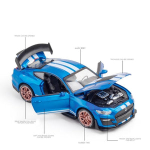 Planet Gates 1:32 High Simulation Supercar Ford Mustang Shelby GT500 Car Model Alloy Pull Back Kid Toy Car 4 Open Door Children's Gifts
