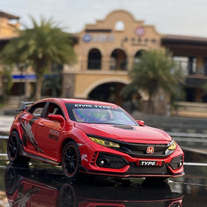 Planet Gates 1:32 HONDA CIVIC TYPE R Alloy Sports Car Model Diecasts & Toy Vehicles Metal Car Model Sound Light Collection Childrens Toy Gift