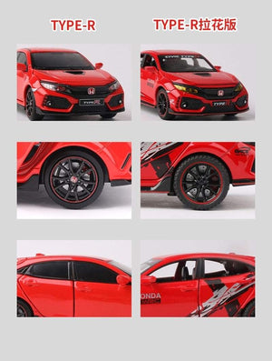 Planet Gates 1/32 HONDA Civic Type R FK8 Alloy Car Model Diecast Metal Simulation Toy Vehicles Car Model Sound Light Collection Kids Toy Gift