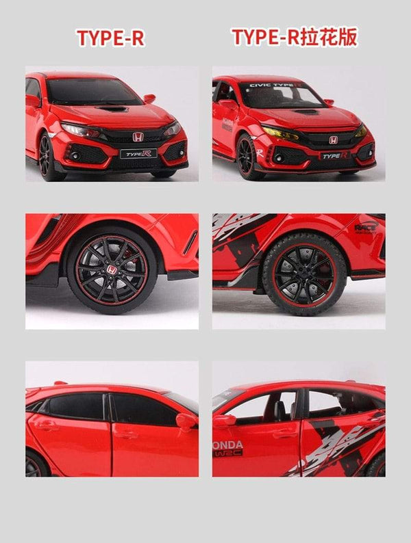 Planet Gates 1/32 HONDA Civic Type R FK8 Alloy Car Model Diecast Metal Simulation Toy Vehicles Car Model Sound Light Collection Kids Toy Gift