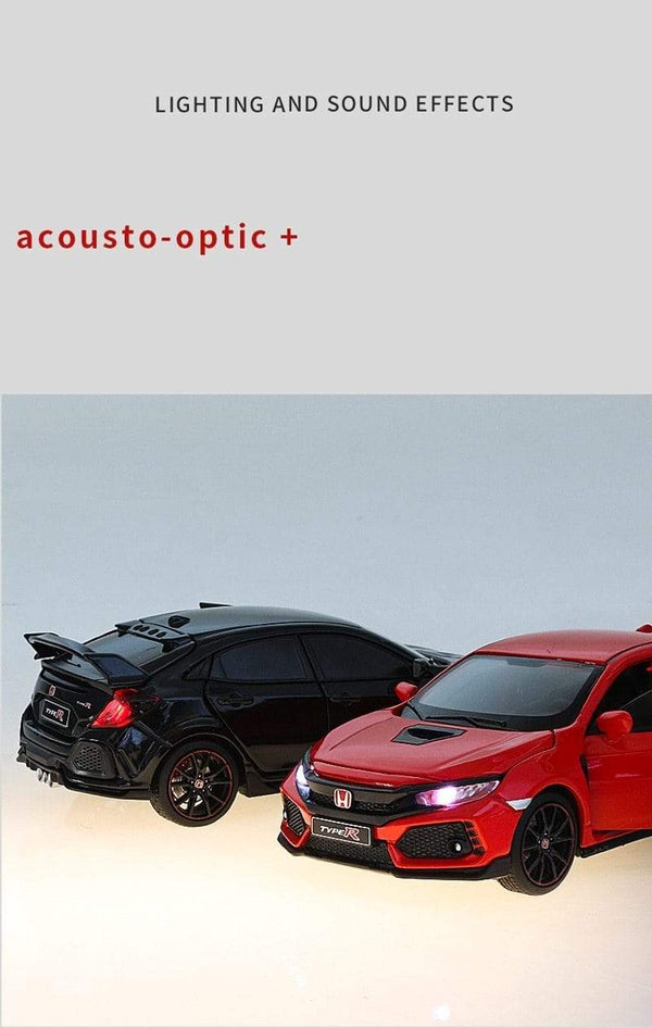 Planet Gates 1/32 HONDA Civic Type R FK8 Alloy Car Model Diecast Metal Simulation Toy Vehicles Car Model Sound Light Collection Kids Toy Gift