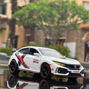 Planet Gates 1/32 HONDA Civic Type R FK8 Alloy Car Model Diecast Metal Simulation Toy Vehicles Car Model Sound Light Collection Kids Toy Gift