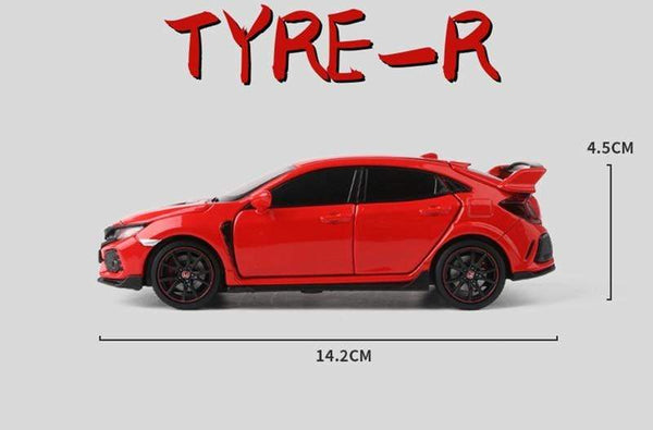 Planet Gates 1/32 HONDA Civic Type R FK8 Alloy Car Model Diecast Metal Simulation Toy Vehicles Car Model Sound Light Collection Kids Toy Gift