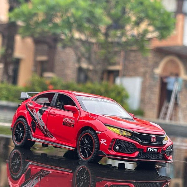 Planet Gates 1/32 HONDA Civic Type R FK8 Alloy Car Model Diecast Metal Simulation Toy Vehicles Car Model Sound Light Collection Kids Toy Gift