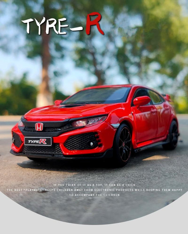Planet Gates 1/32 HONDA Civic Type R FK8 Alloy Car Model Diecast Metal Simulation Toy Vehicles Car Model Sound Light Collection Kids Toy Gift