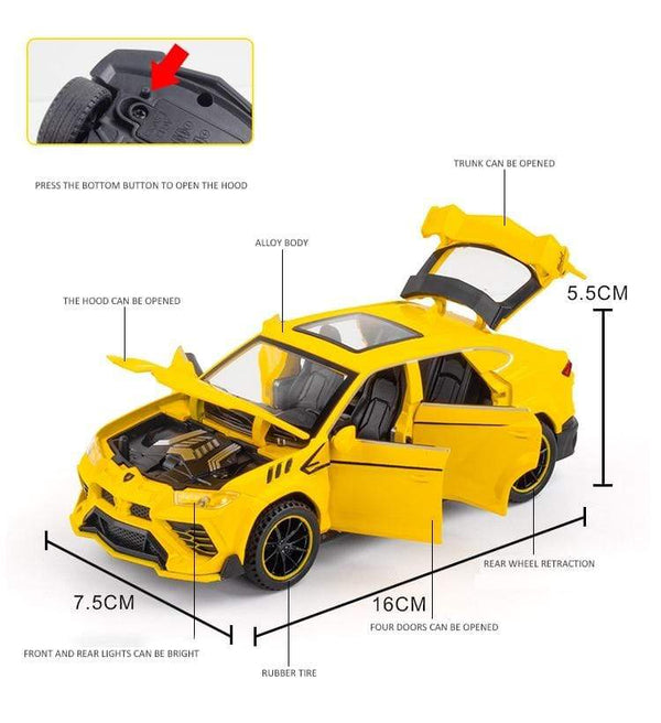 Planet Gates 1/32 Lamborghini Urus Car Model Simulation Alloy Pull Back Car Boy Metal Sound And Light Toy Car Collection Ornaments Gift