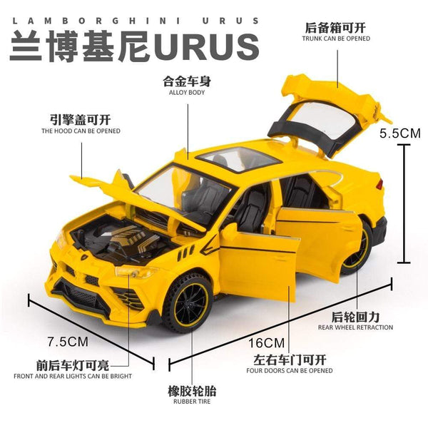 Planet Gates 1/32 Lamborghini Urus Car Model Simulation Alloy Pull Back Car Boy Metal Sound And Light Toy Car Collection Ornaments Gift