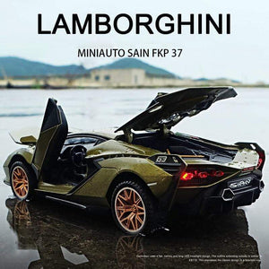 Planet Gates 1:32 Lamborghinis Sian FKP37 Car Alloy Sports Car Model Diecast Sound Super Racing Lifting Tail Hot Car Wheel For Children Gifts