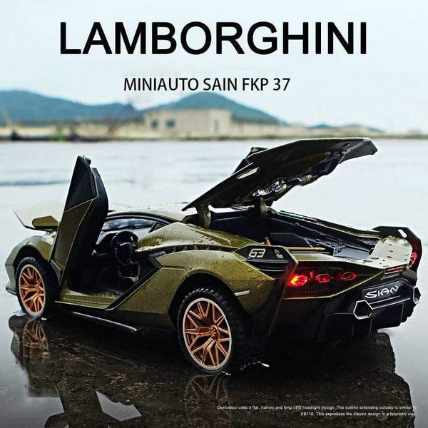 Planet Gates 1:32 Lamborghinis Sian FKP37 Car Alloy Sports Car Model Diecast Sound Super Racing Lifting Tail Hot Car Wheel For Children Gifts