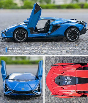 Planet Gates 1:32 Lamborghinis Sian FKP37 Car Alloy Sports Car Model Diecast Sound Super Racing Lifting Tail Hot Car Wheel For Children Gifts