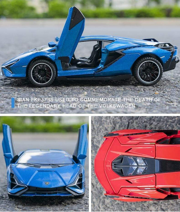 Planet Gates 1:32 Lamborghinis Sian FKP37 Car Alloy Sports Car Model Diecast Sound Super Racing Lifting Tail Hot Car Wheel For Children Gifts