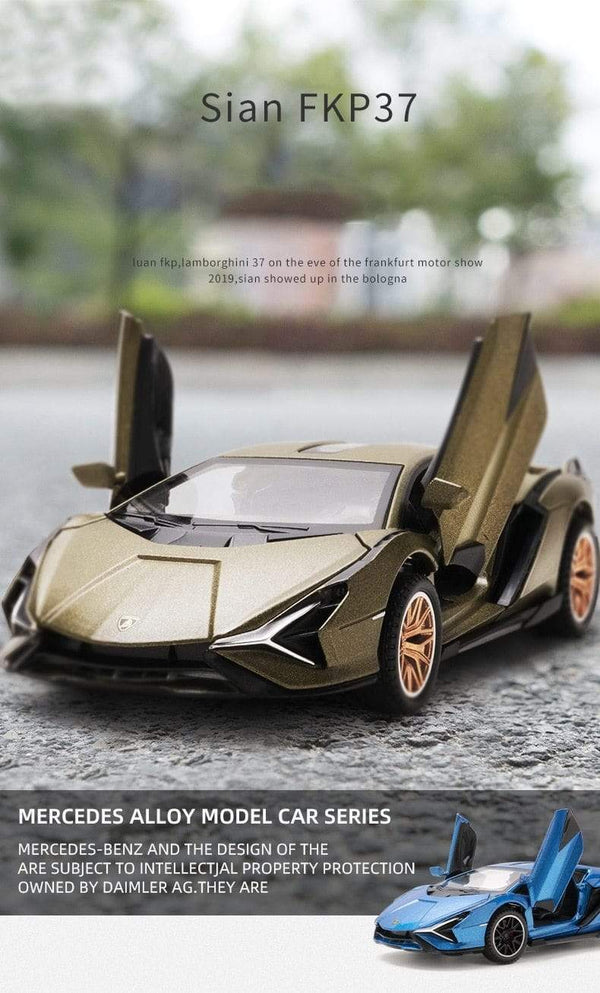 Planet Gates 1:32 Lamborghinis Sian FKP37 Car Alloy Sports Car Model Diecast Sound Super Racing Lifting Tail Hot Car Wheel For Children Gifts