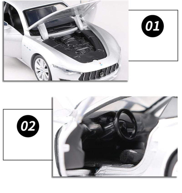 Planet Gates 1:32 Maserati Alfieri Alloy Sports Car Model Diecasts Metal Toy Vehicles Car Model Sound and Light High Simulation Kids Toy Gift