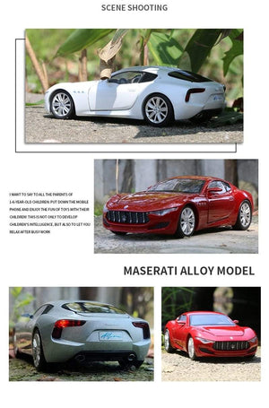 Planet Gates 1:32 Maserati Alfieri Alloy Sports Car Model Diecasts Metal Toy Vehicles Car Model Sound and Light High Simulation Kids Toy Gift