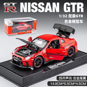 Planet Gates 1:32 Nissan Gtr Sports Car Alloy Car Model For Children Boy Metal Pull Back Toy Car Decoration Simulation Model Car Collection