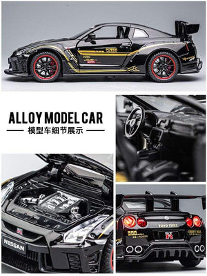 Planet Gates 1:32 Nissan Gtr Sports Car Alloy Car Model For Children Boy Metal Pull Back Toy Car Decoration Simulation Model Car Collection