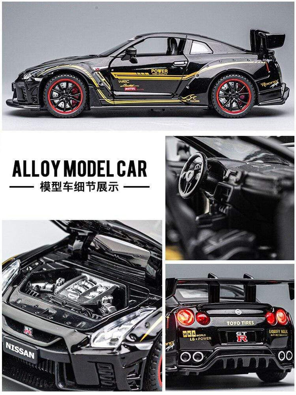 Planet Gates 1:32 Nissan Gtr Sports Car Alloy Car Model For Children Boy Metal Pull Back Toy Car Decoration Simulation Model Car Collection