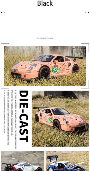 Planet Gates 1:32 Porsche 911 GT3 RSR blue car alloy car model simulation car decoration collection gift toy Die casting model boy toy