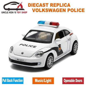 Planet Gates 1:32 Scale 15CM Length Diecast Model Beetle Police Cars Toys For Boys As Present With Openable Doors/Pull Back Function/Music