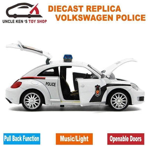 Planet Gates 1:32 Scale 15CM Length Diecast Model Beetle Police Cars Toys For Boys As Present With Openable Doors/Pull Back Function/Music