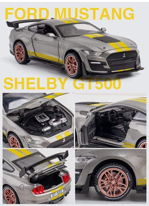 Planet Gates 1/32 Simulation Ford Mustang Shelby GT500 Model Car Boy Alloy Sound and Light Pull Back Boy Toy Car Gift Collection Decoration