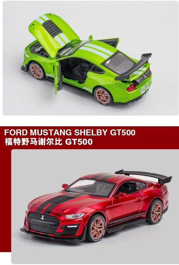 Planet Gates 1/32 Simulation Ford Mustang Shelby GT500 Model Car Boy Alloy Sound and Light Pull Back Boy Toy Car Gift Collection Decoration