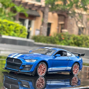 Planet Gates 1/32 Simulation Ford Mustang Shelby GT500 Model Car Boy Alloy Sound and Light Pull Back Boy Toy Car Gift Collection Decoration